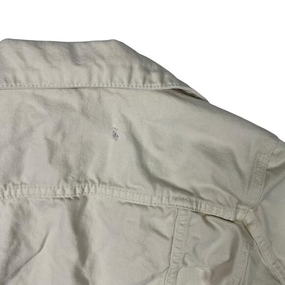 Free People Rumors Cropped Denim Jean Jacket FLAW Ecru Ivory Womens XS - Picture 7 of 10